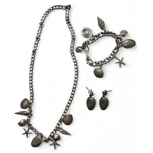 silver seashells jewelry set